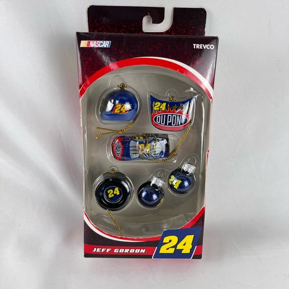 Nascar #24 Jeff Gordon Helmet Hood Tire Mini Christmas Ornament 6 Pc Set 2007 - Picture 2 of 10